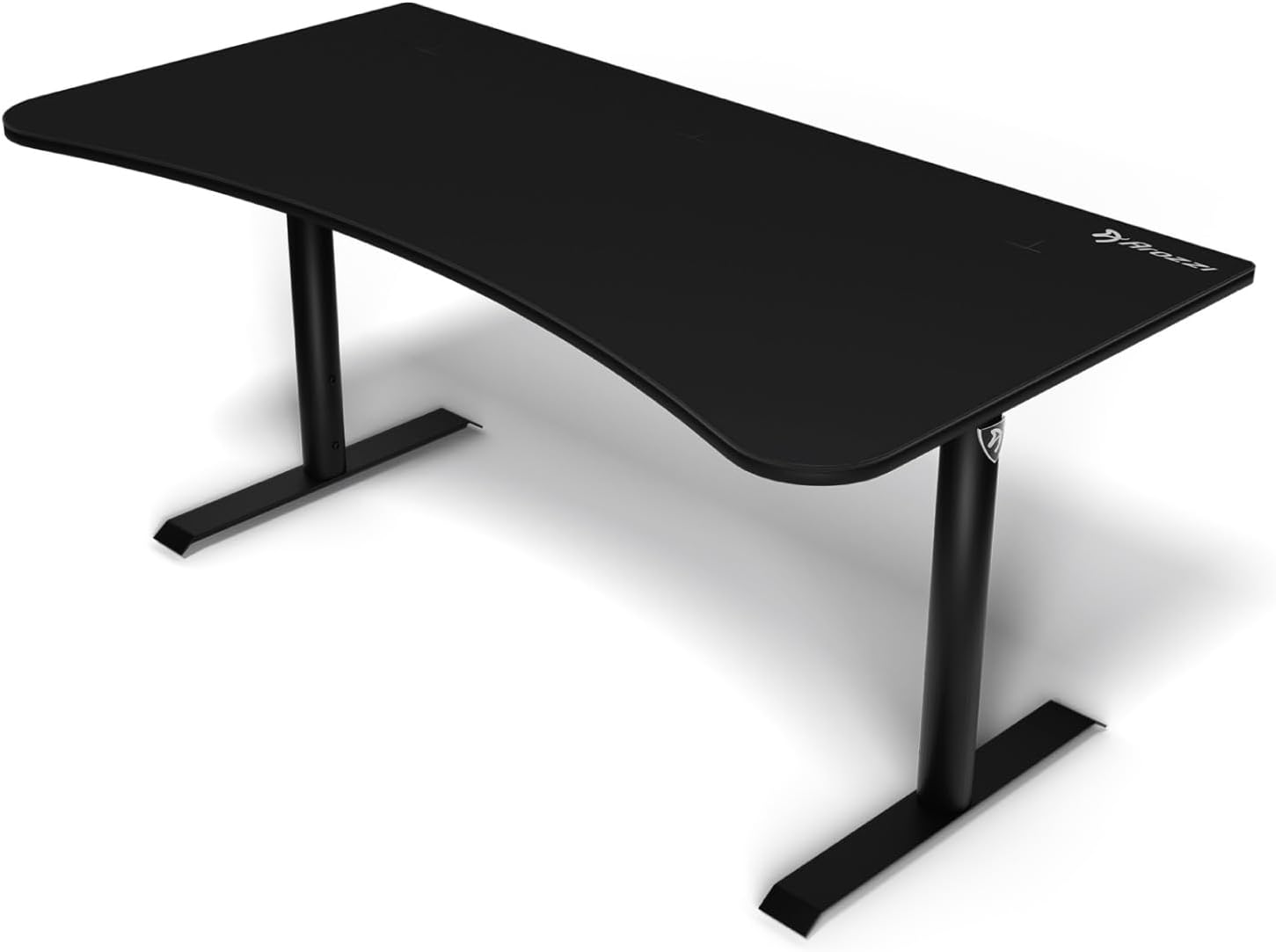 Arozzi Arena Large Gamer Desk - 63x32” Adjustable Height PC Gaming Desk With Storage For Cables  Triple-Monitor Support - Full-Surface Washable Mousepad - Pure Black