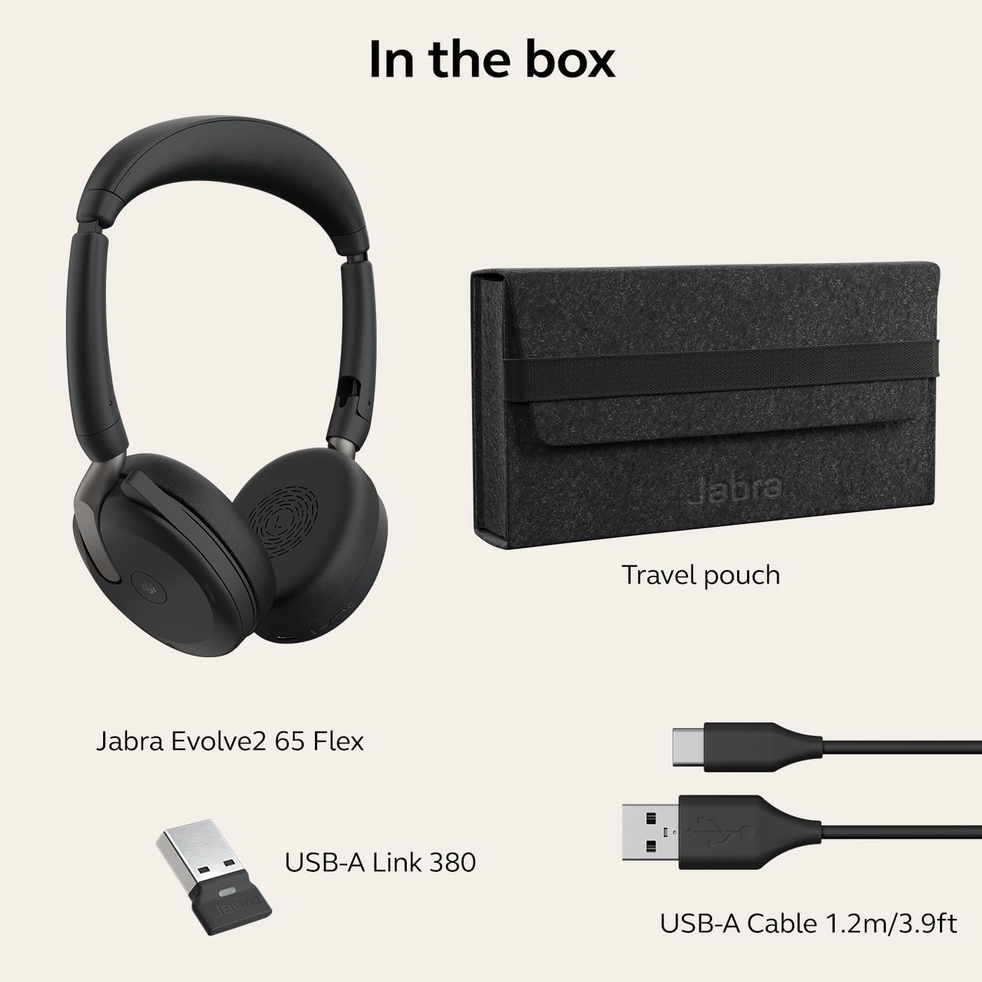 Jabra Evolve2 65 Flex Wireless Stereo Headset - Bluetooth, Noise-Cancelling ClearVoice Technology  Hybrid ANC - Certified for Microsoft Teams - Black