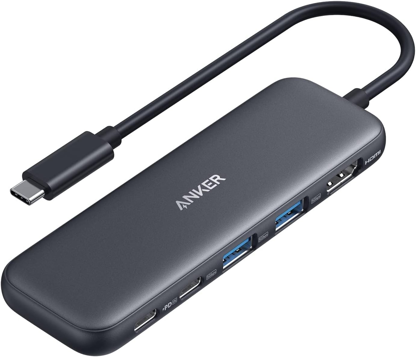 Anker USB C Hub, 5-in-1 USBC to HDMI Splitter with 4K Display, 1 x Powered USB-C 5Gbps  2×Powered USB-A 3.0 5Gbps Data Ports for MacBook Pro, MacBook Air, Dell and More