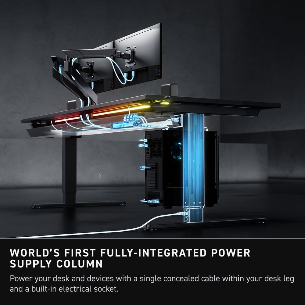 Secretlab Magnus Pro XL with Black MAGPAD Desk Mat | Ergonomic Electric Standing Desk with Magnetic Cable Management | Integrated Power Supply Column | Built-in Cable Management Tray