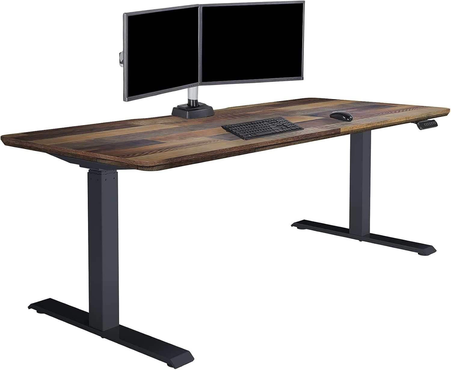 Vari Electric Standing Desk - 60x30 VariDesk, Adjustable Height Stand Up Computer Desk - Dual Motor with Memory Presets, Stable T-Style Legs- Home Office Essentials - Walnut