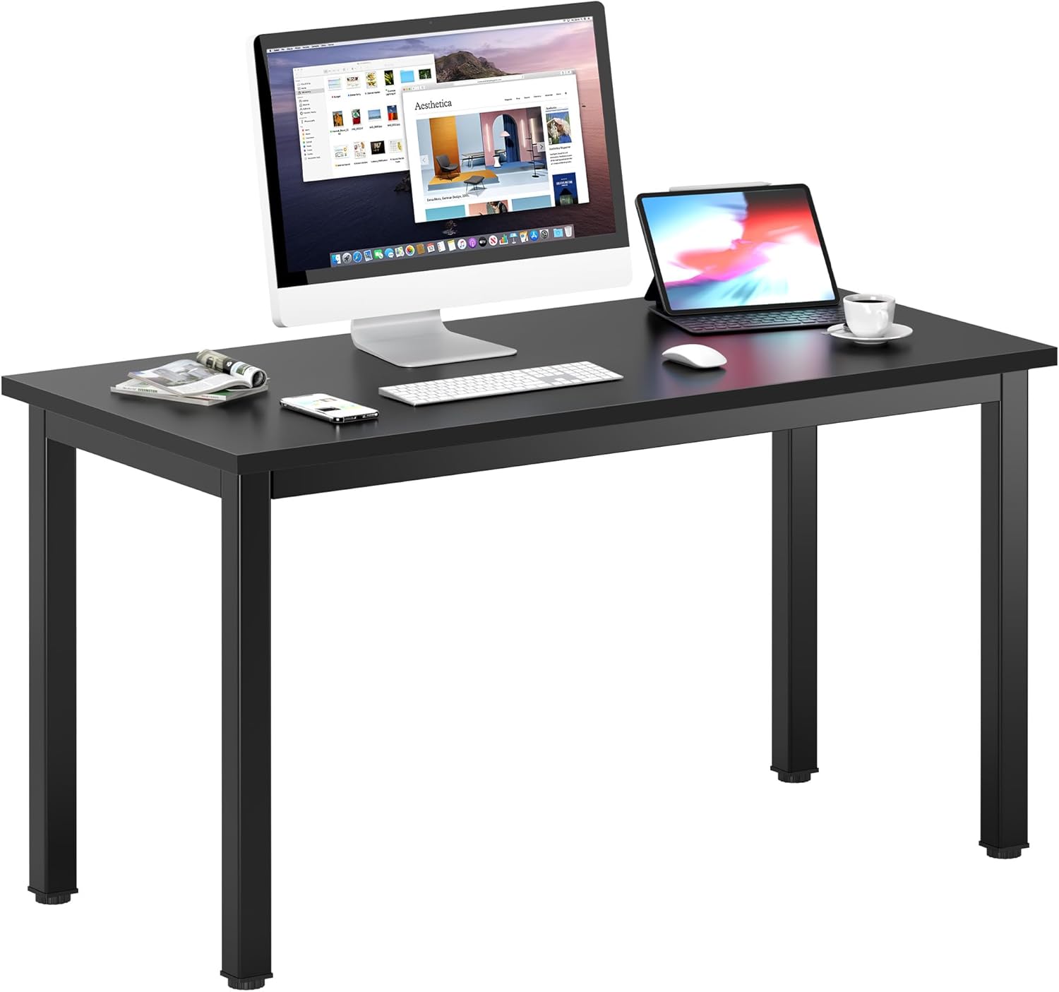 DlandHome 47 inches Medium Computer Desk, Composite Wood Board, Decent and Steady Home Office Desk/Workstation/Table, BS1-120BB Black Walnut and Black Legs, 1 Pack DlandHome 47 inches Medium Computer Desk, Composite Wood Board, Decent and Steady Home Office Desk/Workstation/Table, BS1-120BB Black Walnut and Black Legs, 1 Pack