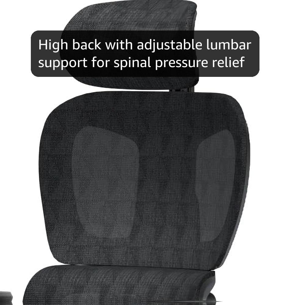 PatioMage Ergonomic Office Chair, Big and Tall Desk Chair with Adjustable Lumbar Support  Seat Depth, High Back Computer Chair, Swivel Mesh Chairs with Wheels for Home Office, Black