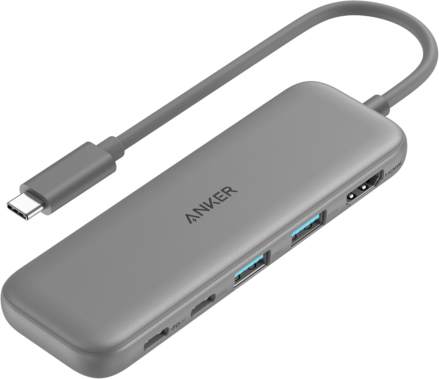 Anker USB C Hub, 5-in-1 USBC to HDMI Splitter with 4K Display, 1 x Powered USB-C 5Gbps  2×Powered USB-A 3.0 5Gbps Data Ports for MacBook Pro, MacBook Air, Dell and More