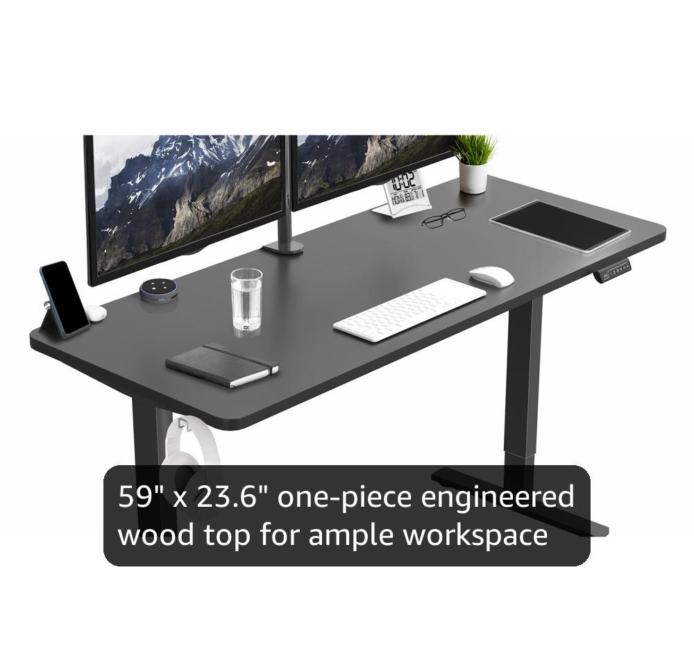 VIVO Electric 60 x 24 in Standing Desk, Memory Height Adjustment, 1B Series, Holds 220 lbs, One-Piece Black Top, Black Frame, DESK-KIT-1B6B VIVO Electric 60 x 24 in Standing Desk, Memory Height Adjustment, 1B Series, Holds 220 lbs, One-Piece Black Top, Black Frame, DESK-KIT-1B6B