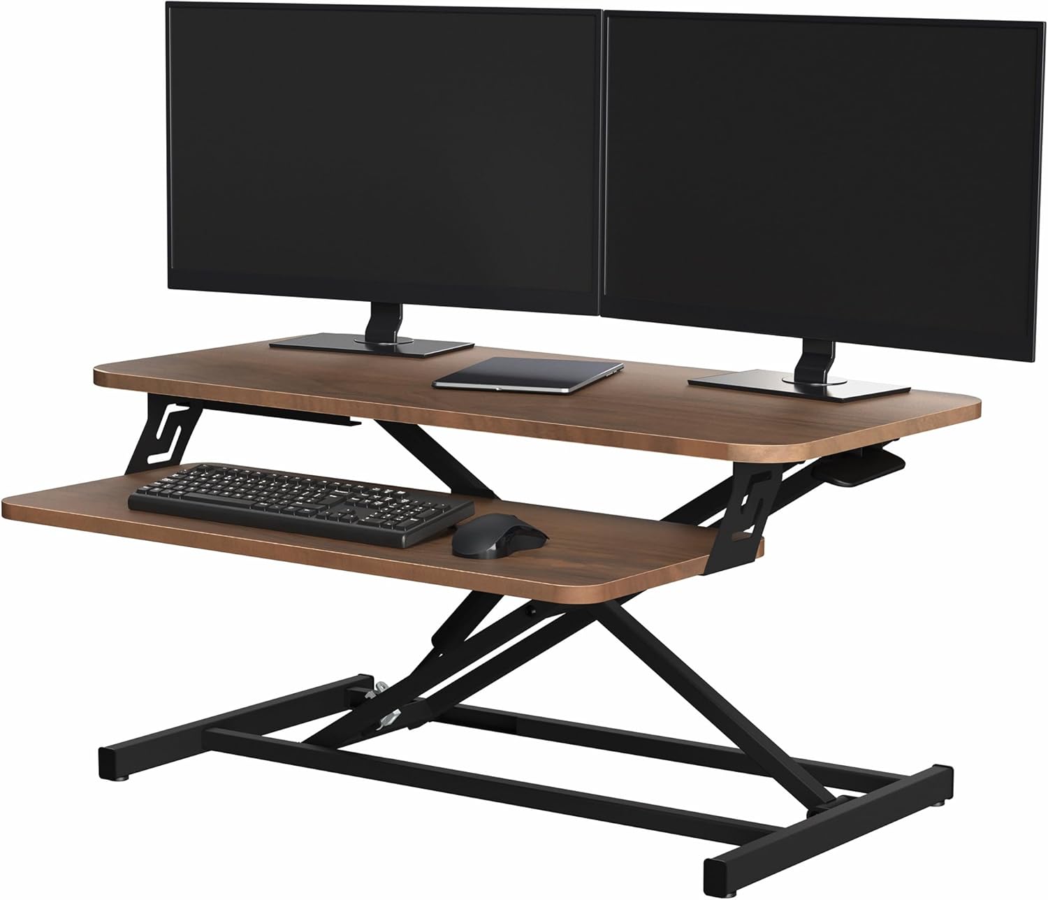 VIVO Height Adjustable 32 inch Stand Up Desk Converter, Quick Sit to Stand Tabletop Dual Monitor Riser Workstation, Black, DESK-V000S