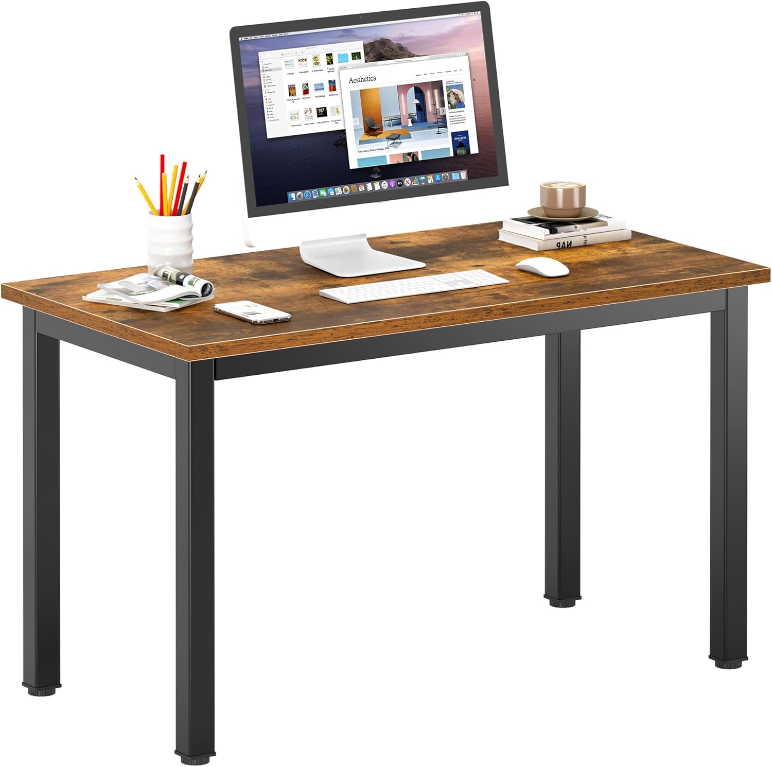 DlandHome 47 inches Medium Computer Desk, Composite Wood Board, Decent and Steady Home Office Desk/Workstation/Table, BS1-120BB Black Walnut and Black Legs, 1 Pack DlandHome 47 inches Medium Computer Desk, Composite Wood Board, Decent and Steady Home Office Desk/Workstation/Table, BS1-120BB Black Walnut and Black Legs, 1 Pack