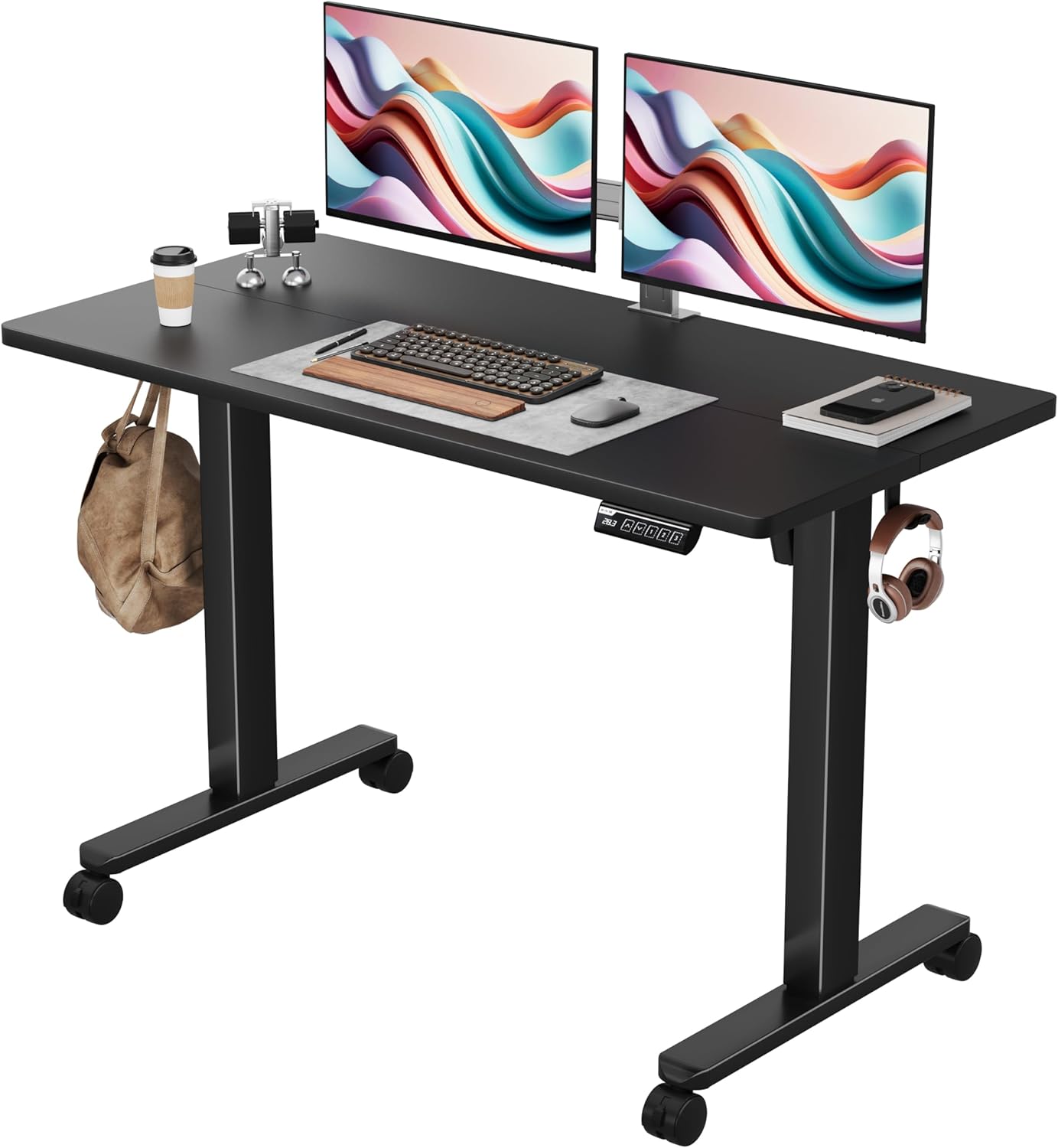 Monomi Electric Height Adjustable Standing Desk, 48x24 Inches, Ergonomic Home Office Sit/Stand Up Desk (Black Steel Frame/Black Top) Monomi Electric Height Adjustable Standing Desk, 48x24 Inches, Ergonomic Home Office Sit/Stand Up Desk (Black Steel Frame/Black Top)