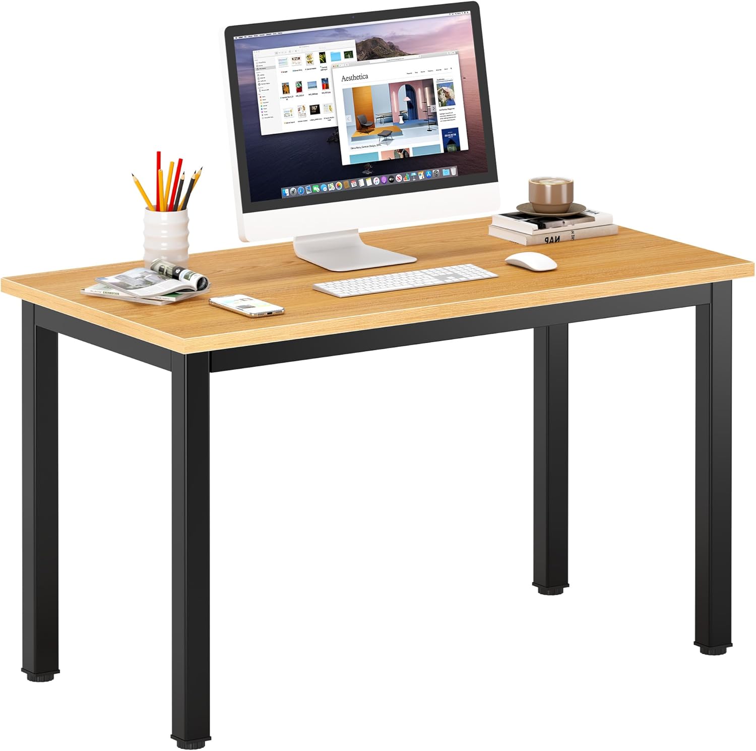 DlandHome 47 inches Medium Computer Desk, Composite Wood Board, Decent and Steady Home Office Desk/Workstation/Table, BS1-120BB Black Walnut and Black Legs, 1 Pack DlandHome 47 inches Medium Computer Desk, Composite Wood Board, Decent and Steady Home Office Desk/Workstation/Table, BS1-120BB Black Walnut and Black Legs, 1 Pack