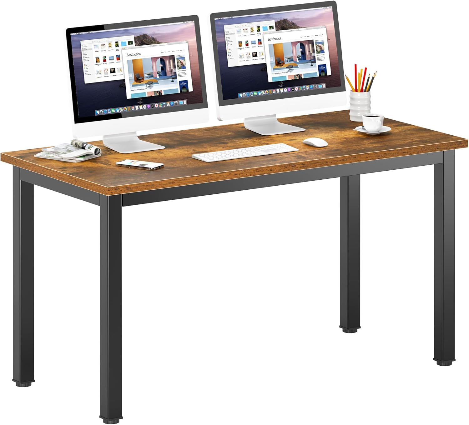 DlandHome 47 inches Medium Computer Desk, Composite Wood Board, Decent and Steady Home Office Desk/Workstation/Table, BS1-120BB Black Walnut and Black Legs, 1 Pack DlandHome 47 inches Medium Computer Desk, Composite Wood Board, Decent and Steady Home Office Desk/Workstation/Table, BS1-120BB Black Walnut and Black Legs, 1 Pack