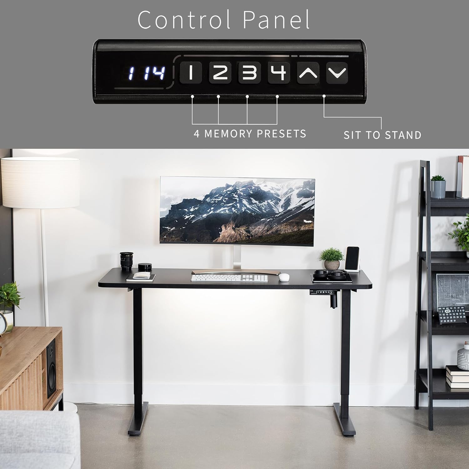 VIVO Electric 60 x 24 in Standing Desk, Memory Height Adjustment, 1B Series, Holds 220 lbs, One-Piece Black Top, Black Frame, DESK-KIT-1B6B VIVO Electric 60 x 24 in Standing Desk, Memory Height Adjustment, 1B Series, Holds 220 lbs, One-Piece Black Top, Black Frame, DESK-KIT-1B6B