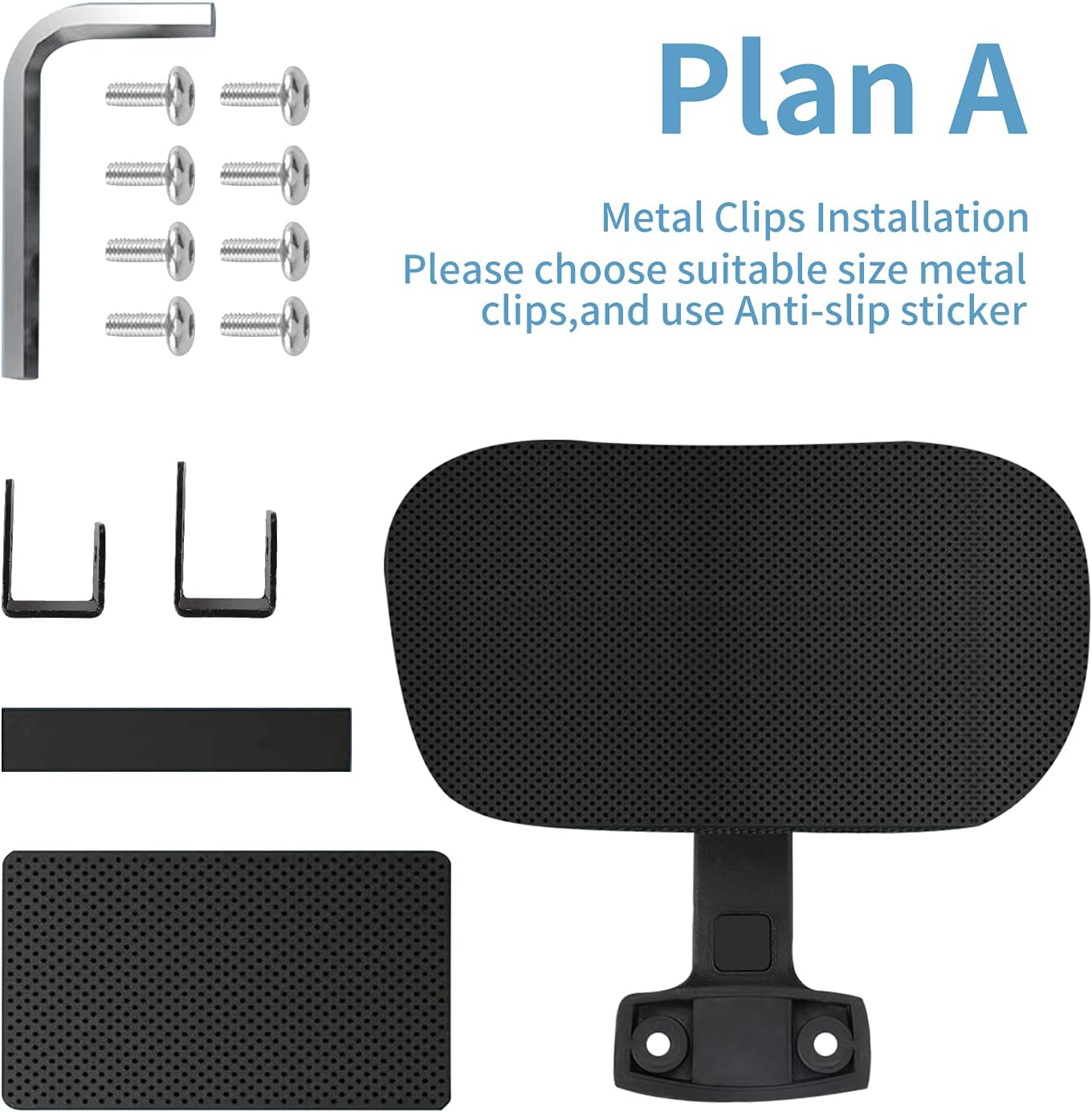 Office Chair Headrest Attachment Universal, Head Support Cushion for Any Desk Chair, Elastic Sponge Head Pillow for Ergonomic Executive Chair, Adjustable Height  Angle Upholstered, Chair Not Included