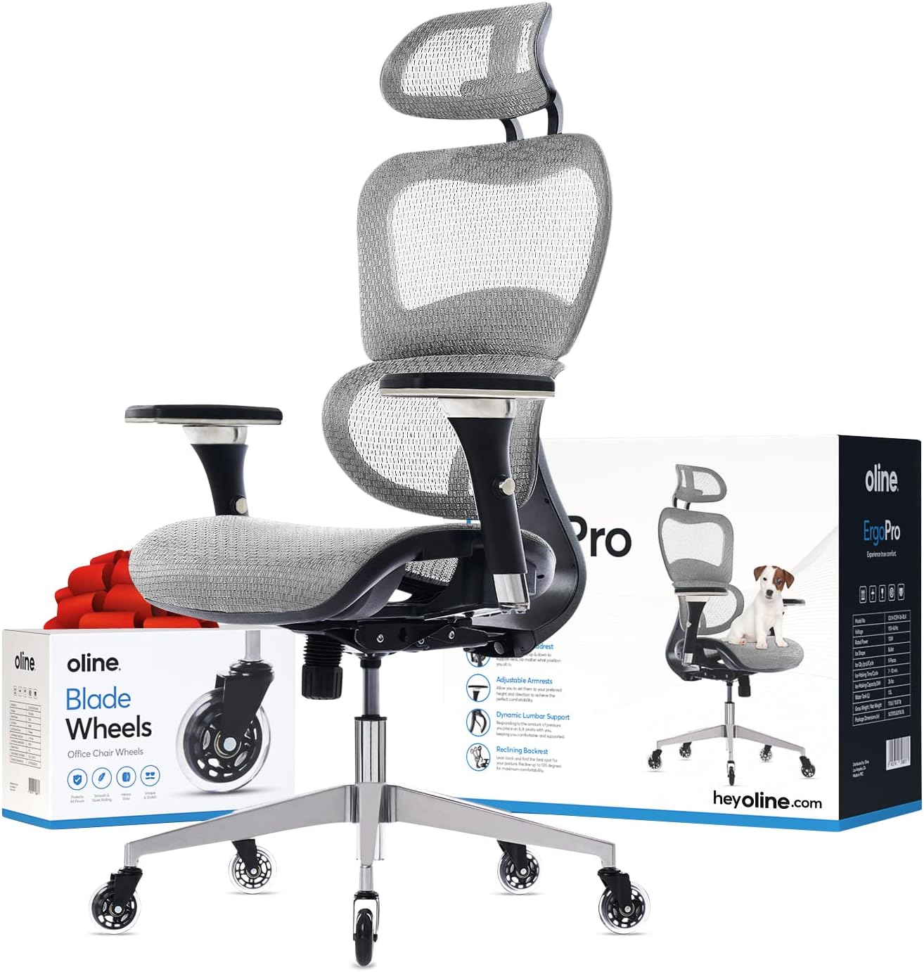 Oline ErgoPro Ergonomic Office Chair, Rolling Desk Chair with 4D Adjustable Armrest, 3D Lumbar Support, Blade Wheels, Mesh Computer Gaming Executive Swivel Chairs Chair (Black) Oline ErgoPro Ergonomic Office Chair, Rolling Desk Chair with 4D Adjustable Armrest, 3D Lumbar Support, Blade Wheels, Mesh Computer Gaming Executive Swivel Chairs Chair (Black)