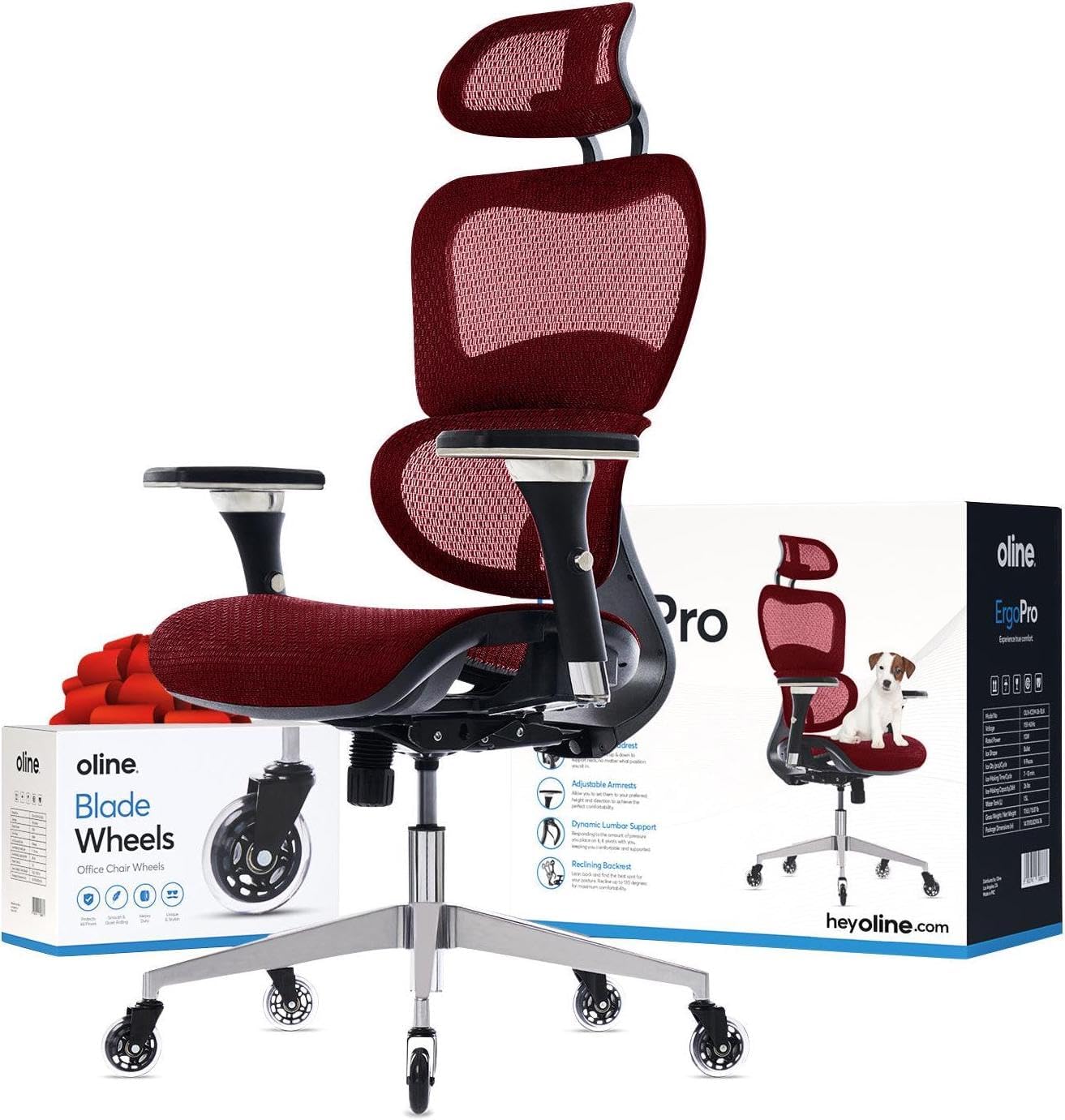 Oline ErgoPro Ergonomic Office Chair, Rolling Desk Chair with 4D Adjustable Armrest, 3D Lumbar Support, Blade Wheels, Mesh Computer Gaming Executive Swivel Chairs Chair (Black) Oline ErgoPro Ergonomic Office Chair, Rolling Desk Chair with 4D Adjustable Armrest, 3D Lumbar Support, Blade Wheels, Mesh Computer Gaming Executive Swivel Chairs Chair (Black)