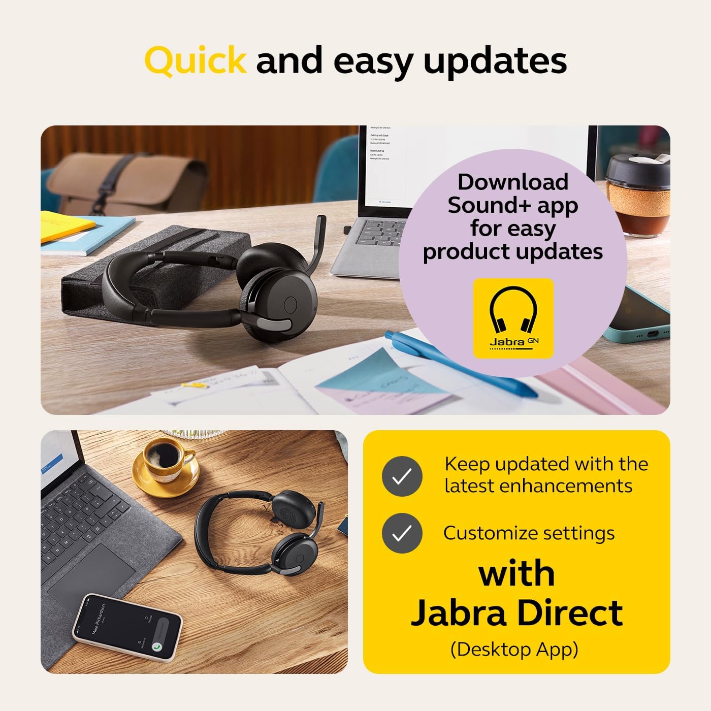 Jabra Evolve2 65 Flex Wireless Stereo Headset - Bluetooth, Noise-Cancelling ClearVoice Technology  Hybrid ANC - Certified for Microsoft Teams - Black