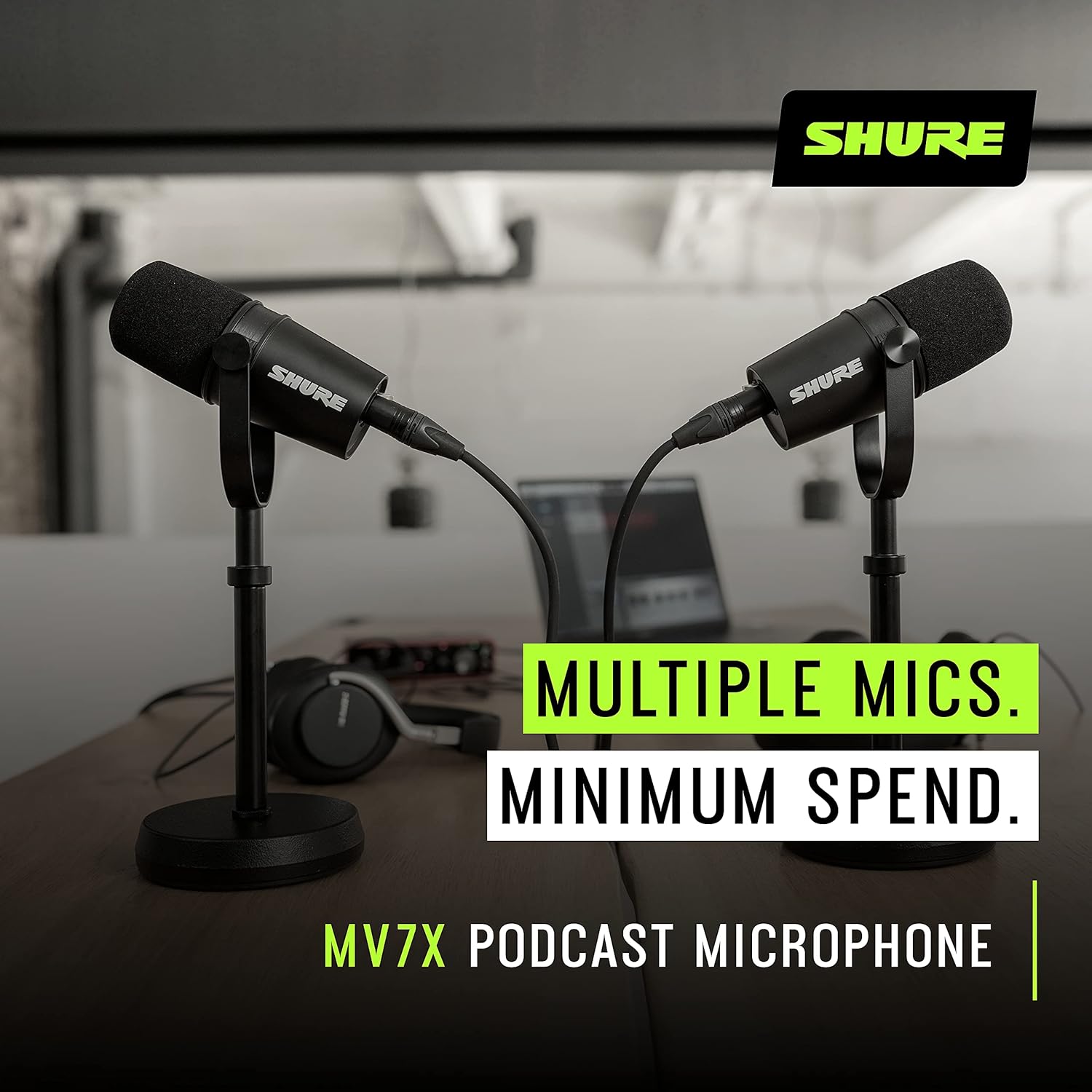 Shure MV7X XLR Dynamic Microphone – Voice-Isolating Cardioid Mic for Podcasting, Vocal Recording  Broadcasting, All-Metal, Black