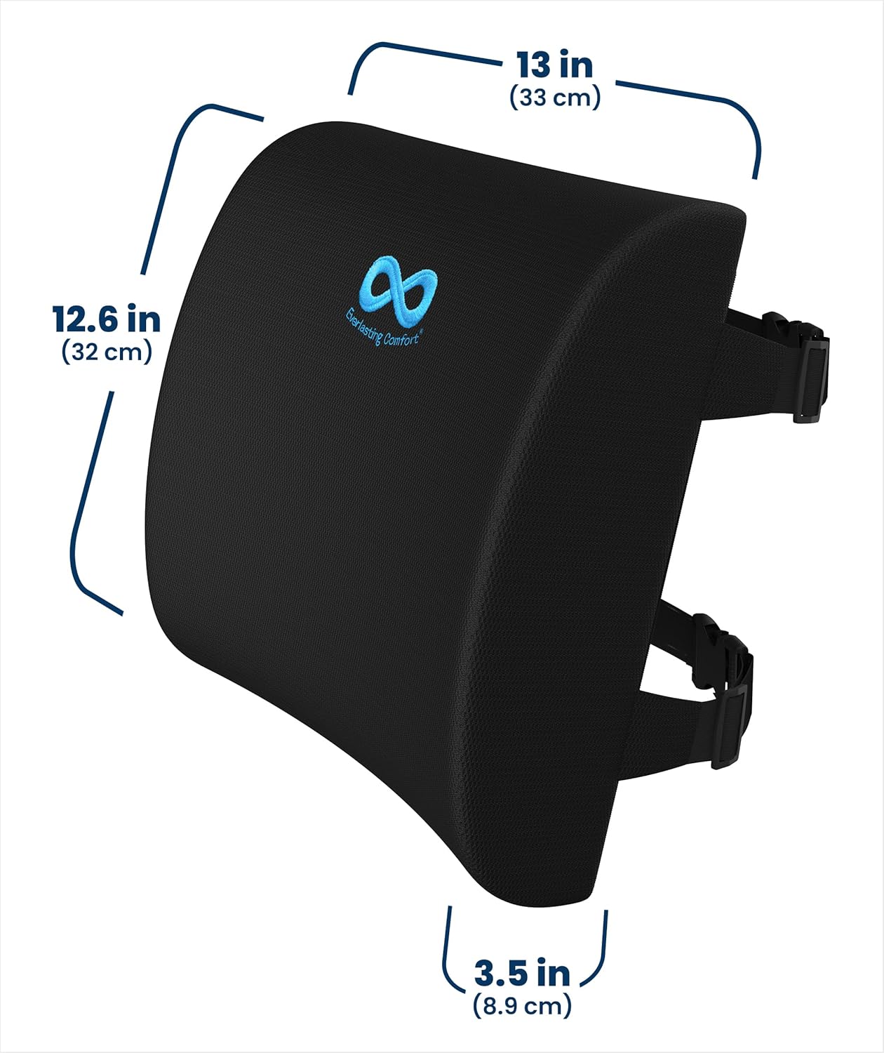 Everlasting Comfort Lumbar Support Pillow for Office Chair - Memory Foam Back Cushion for Car Seat - Promotes Better Posture, Back Pain Relief - Ideal Gaming and Desk Chairs Work and Home Essentials