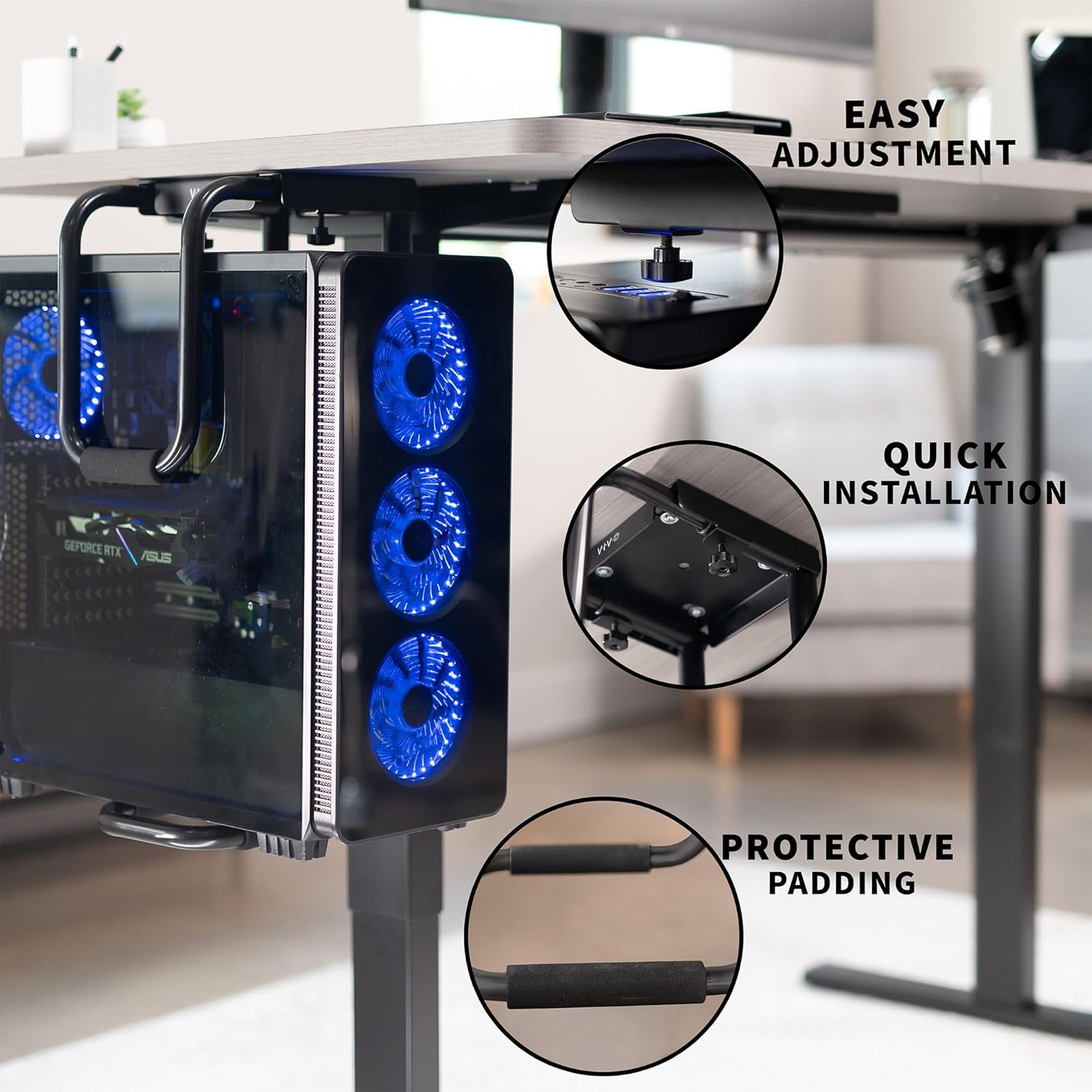 VIVO Heavy Duty Adjustable Under-Desk PC Mount, Home and Office Computer CPU Holder with Secure Locking, Supports up to 66 lbs, Black, MOUNT-PC04B VIVO Heavy Duty Adjustable Under-Desk PC Mount, Home and Office Computer CPU Holder with Secure Locking, Supports up to 66 lbs, Black, MOUNT-PC04B