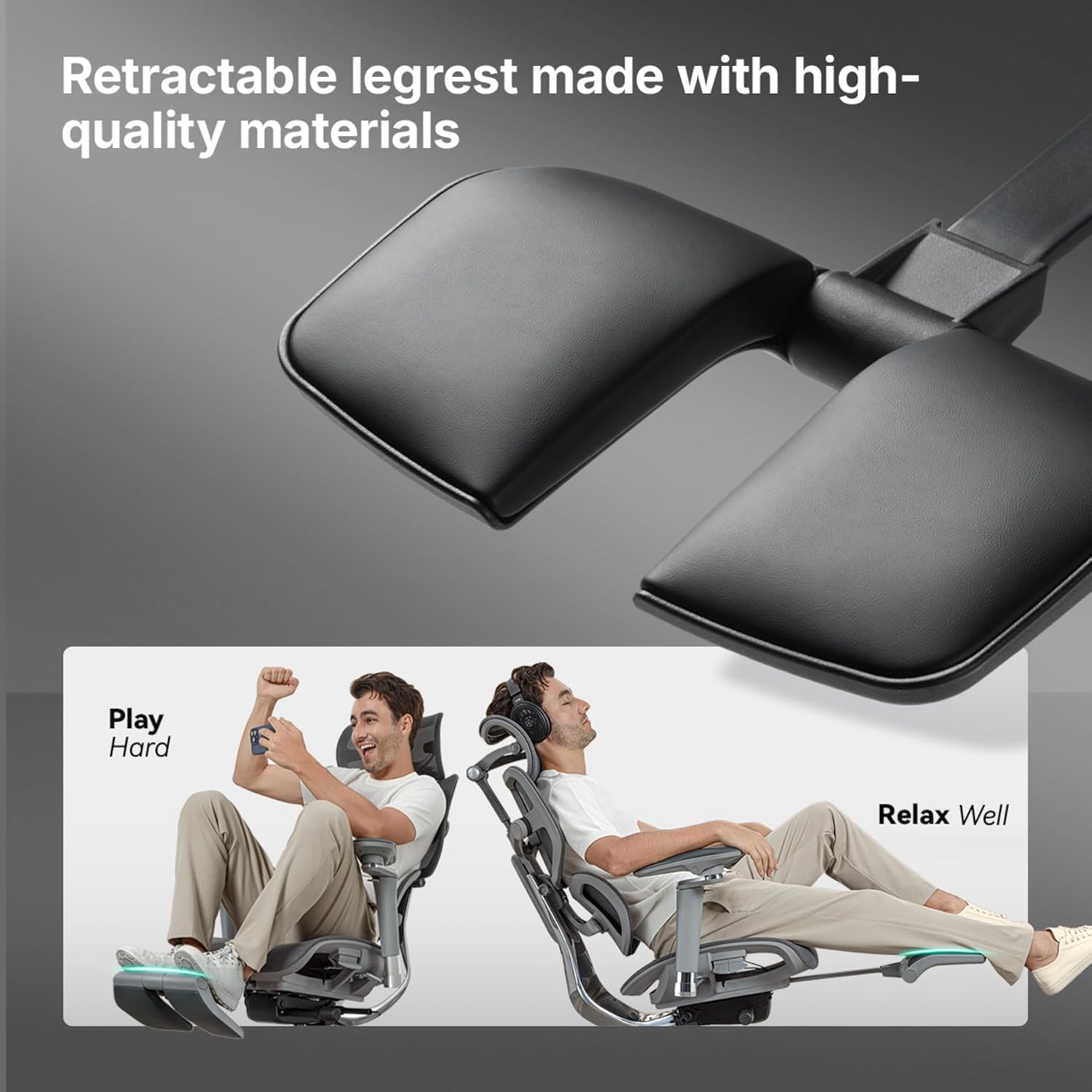 HINOMI X2 Pro Premium Ergonomic Office Chair – Comfortable Mesh Computer Chair with Adjustable Lumbar Support, Reclining Swivel Desk Chair, Retractable Legrest  Headrest for Home Office (Gray)