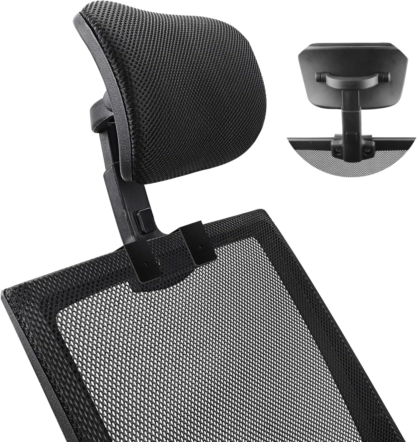 Office Chair Headrest Attachment Universal, Head Support Cushion for Any Desk Chair, Elastic Sponge Head Pillow for Ergonomic Executive Chair, Adjustable Height  Angle Upholstered, Chair Not Included